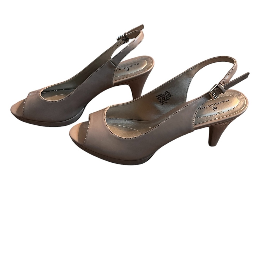 Bandolino•Open Toe Slingback Neutral Tone 3” Heels